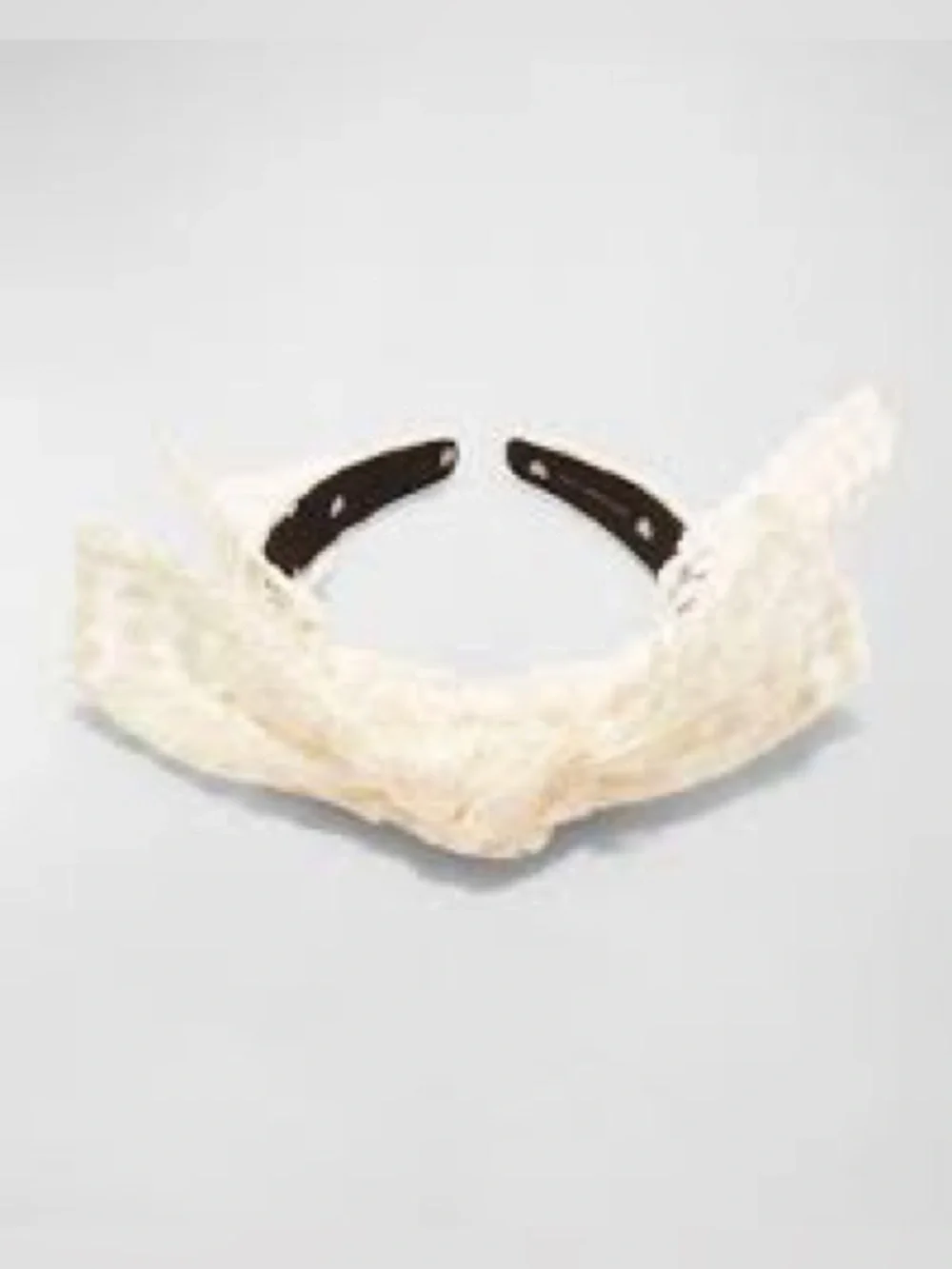 Lele Sadoughi IVORY SHIRLEY LACE RIBBON HEADBAND modest hair covering trad